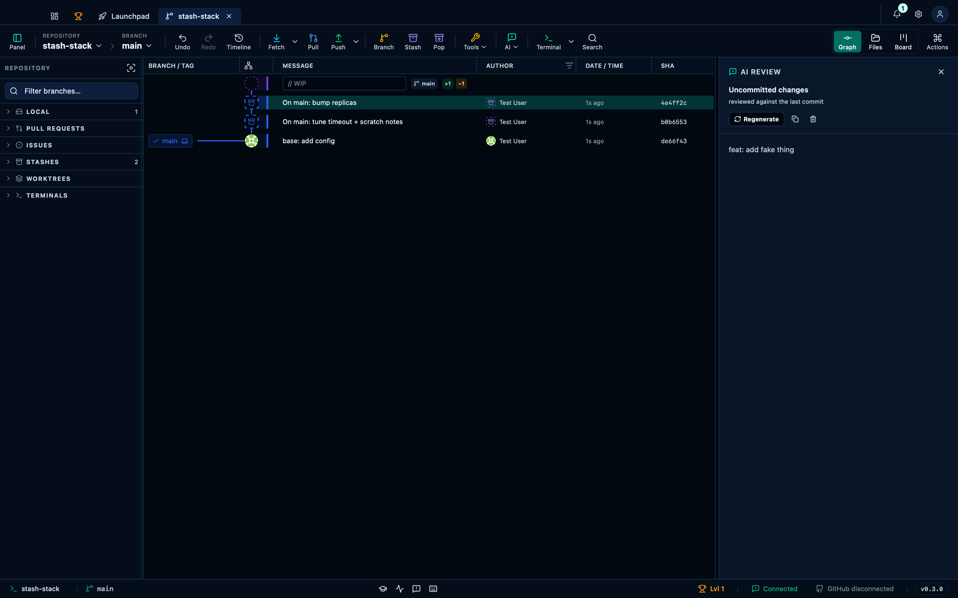 Reviewing the working changes