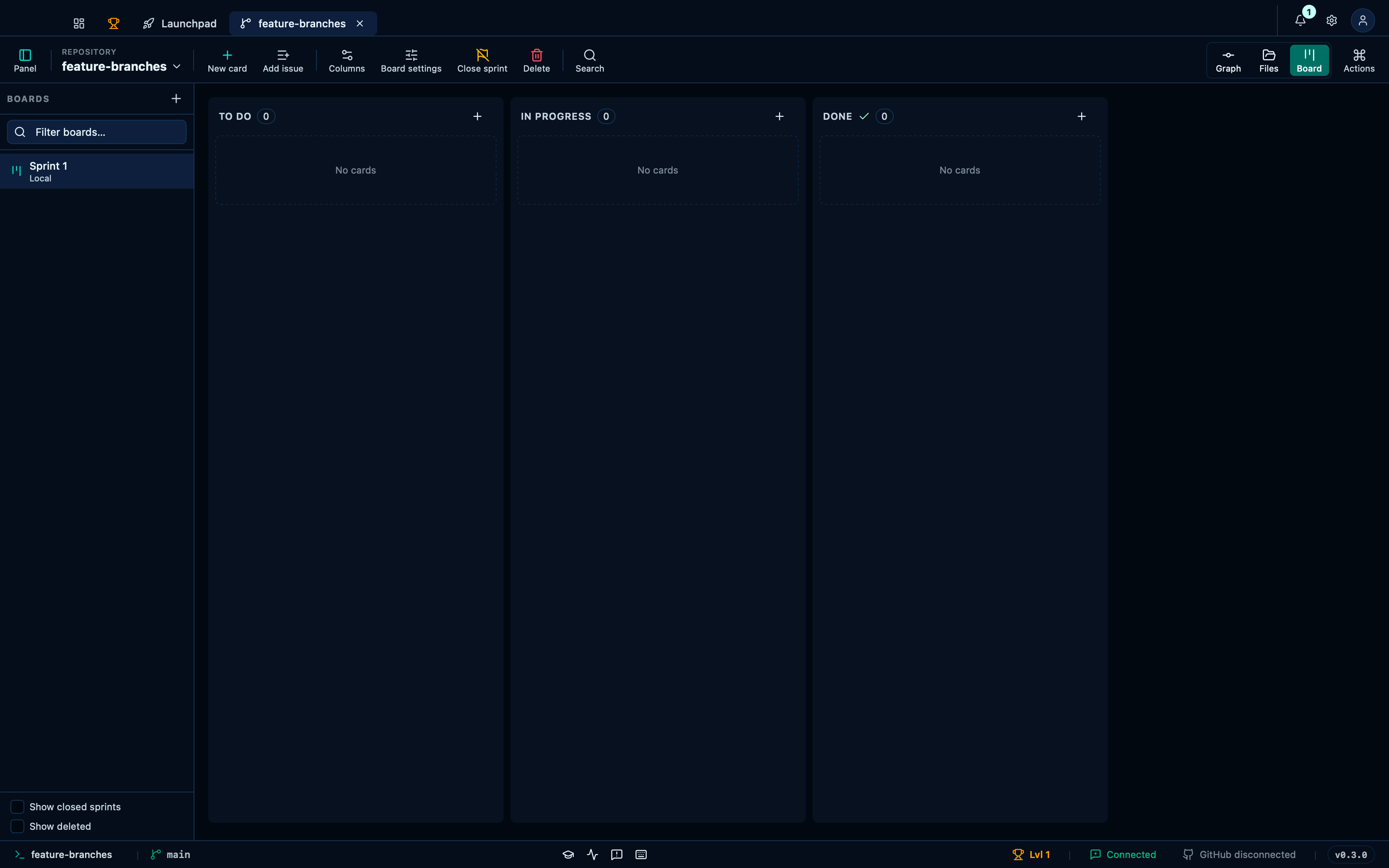 Creating a board for a repository