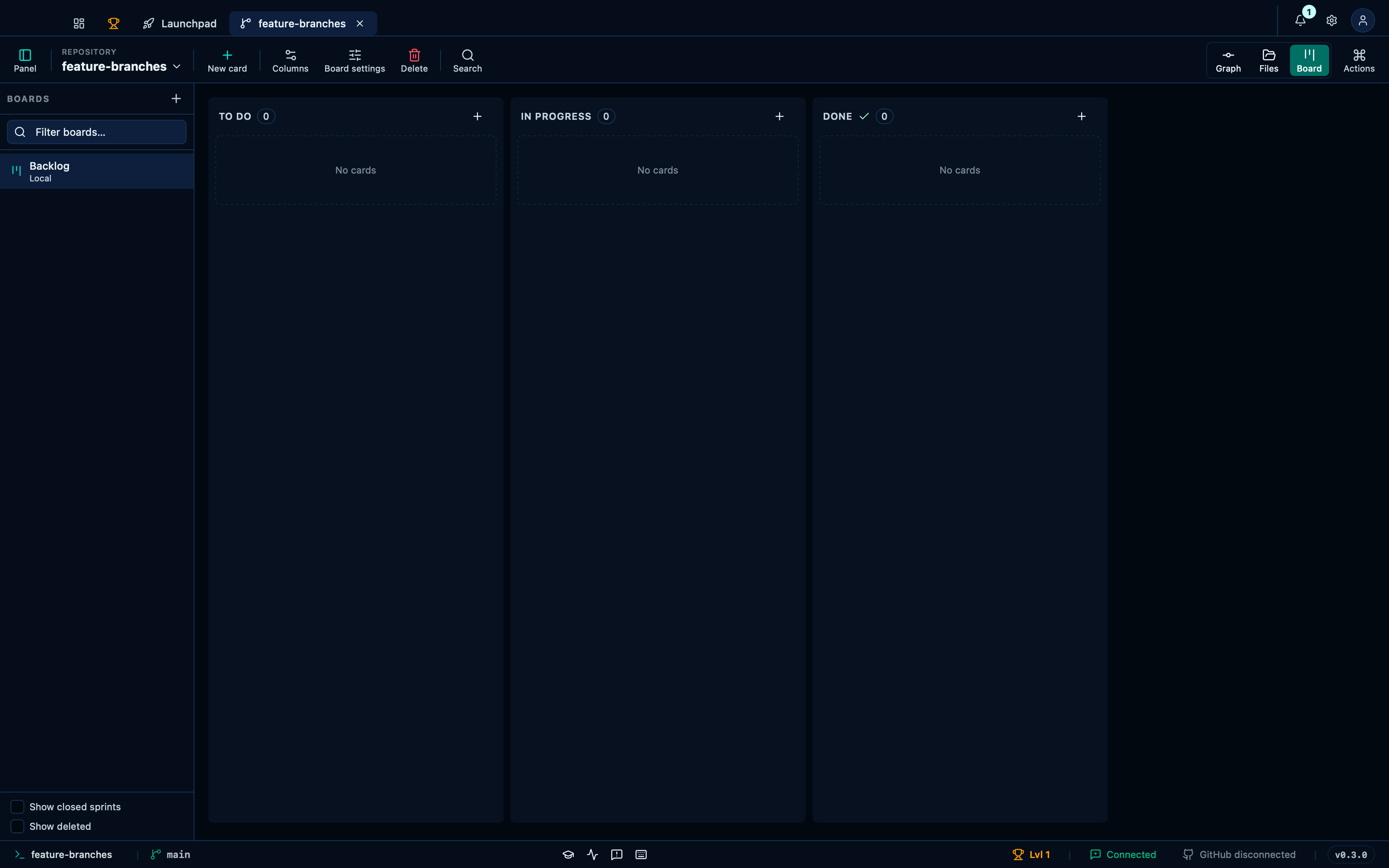 Creating a standing board with no sprint to close