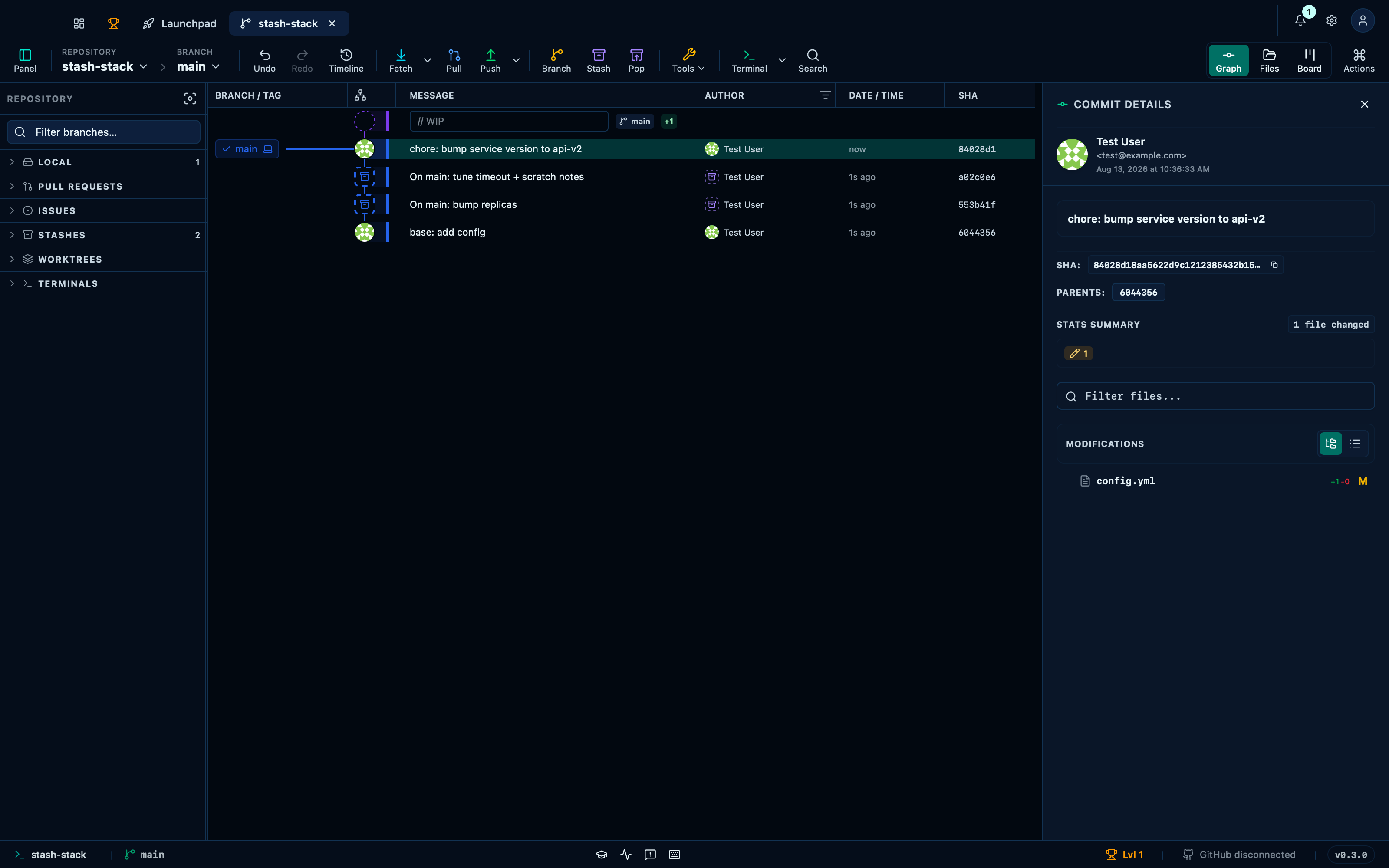 Committing the staged changes records a new HEAD commit