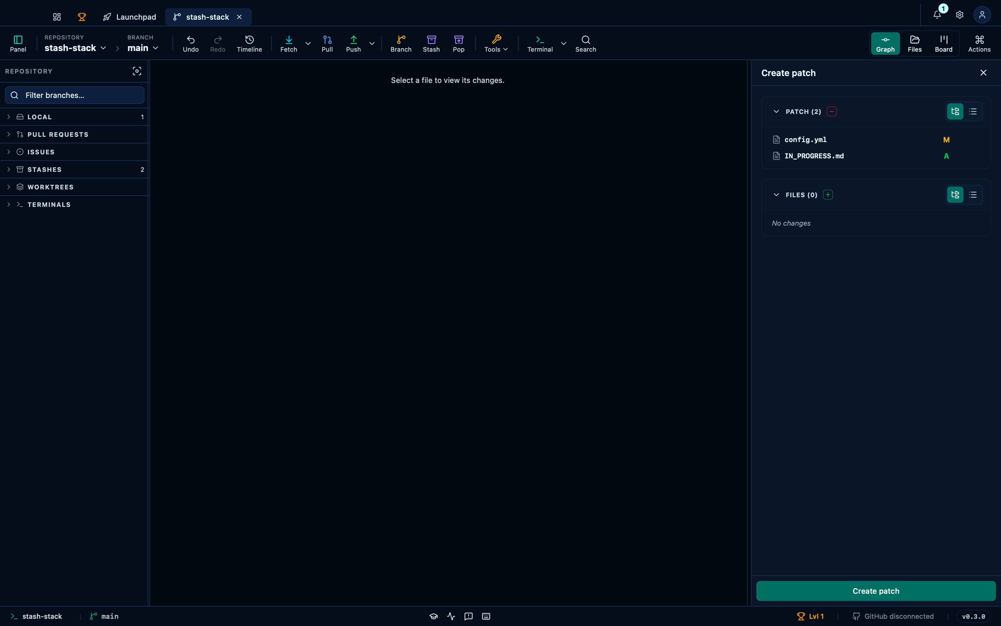 Creating a patch from the working tree