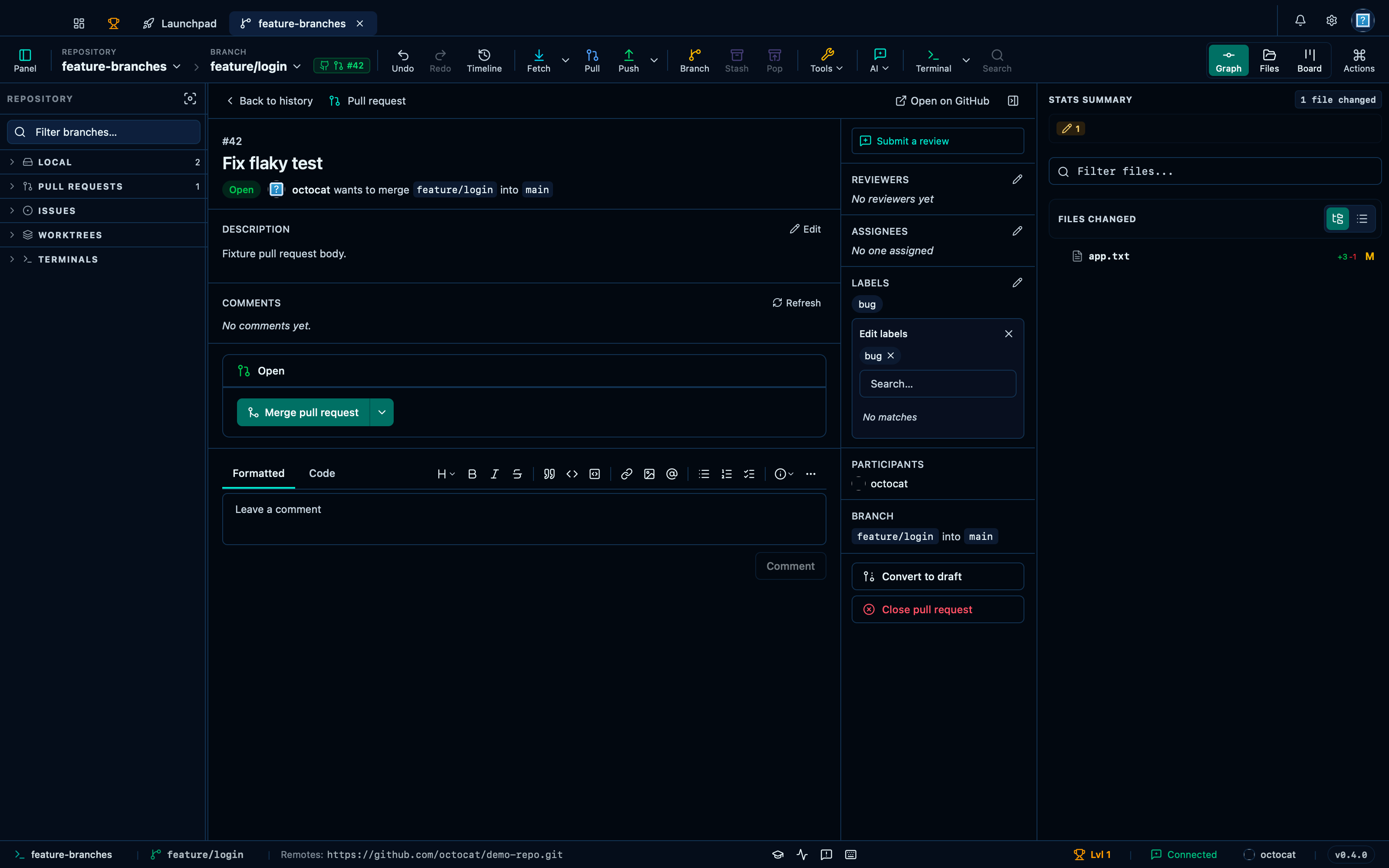 Editing a pull request's labels
