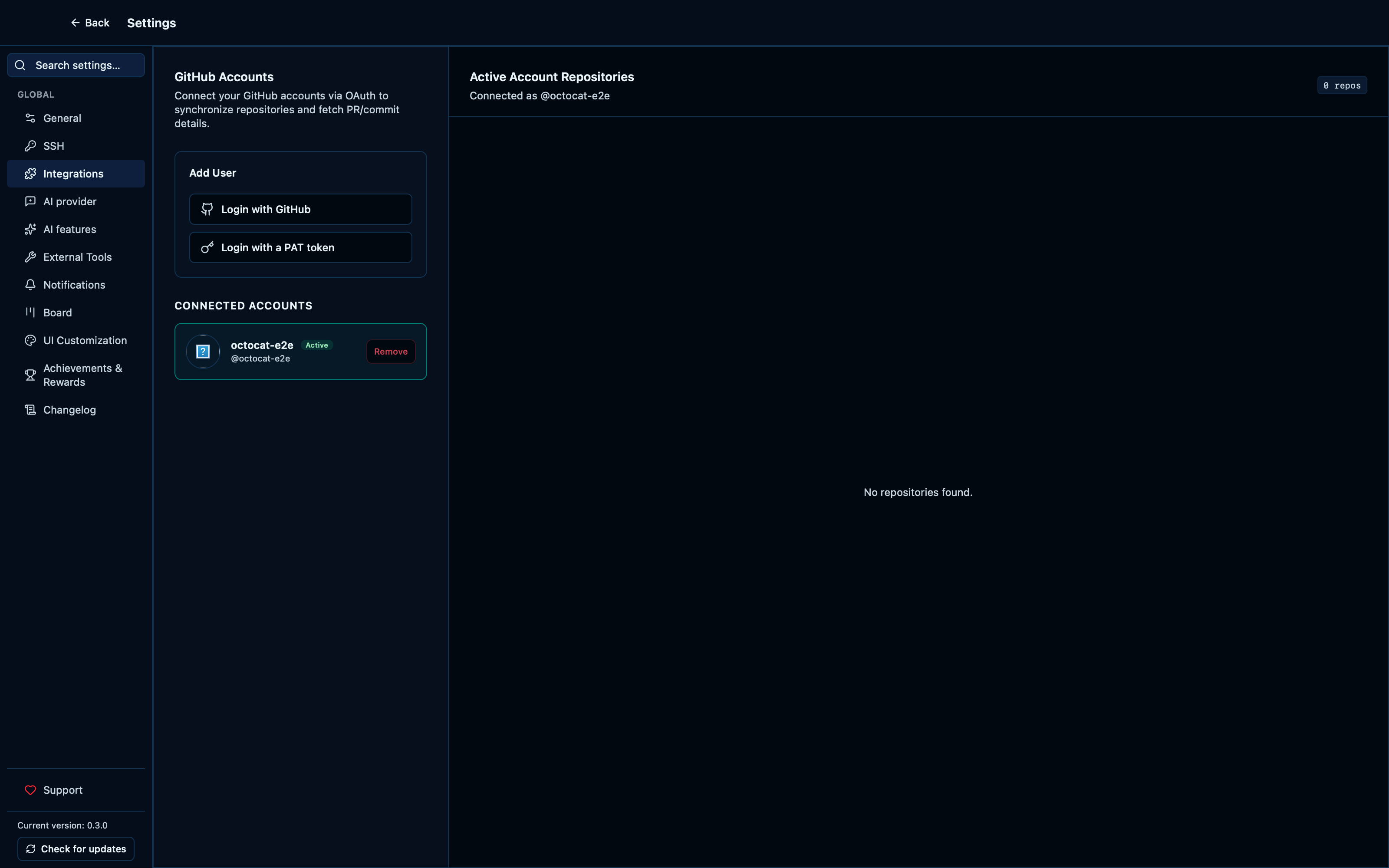 Disconnecting a GitHub account