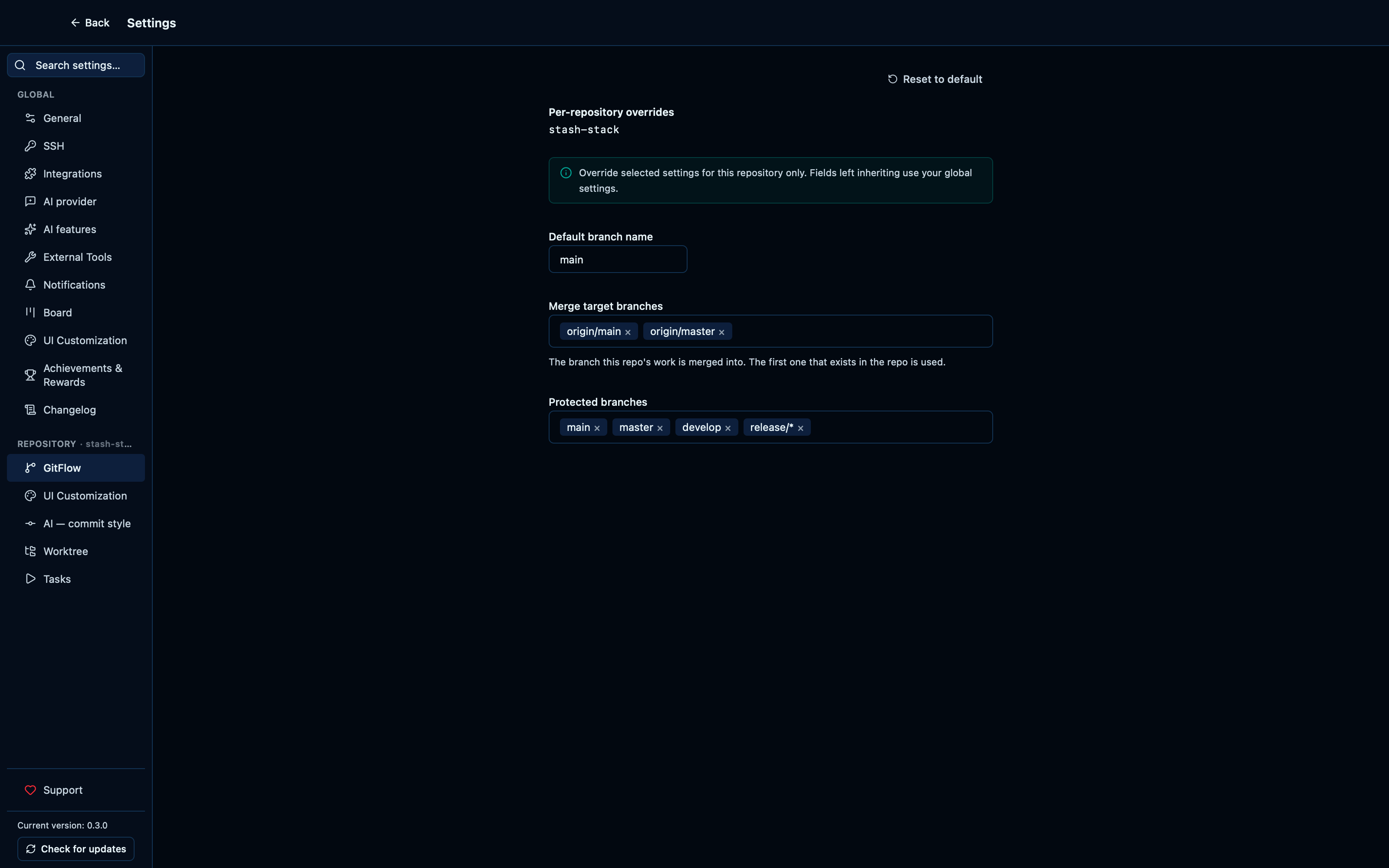 Setting a repository's protected branches