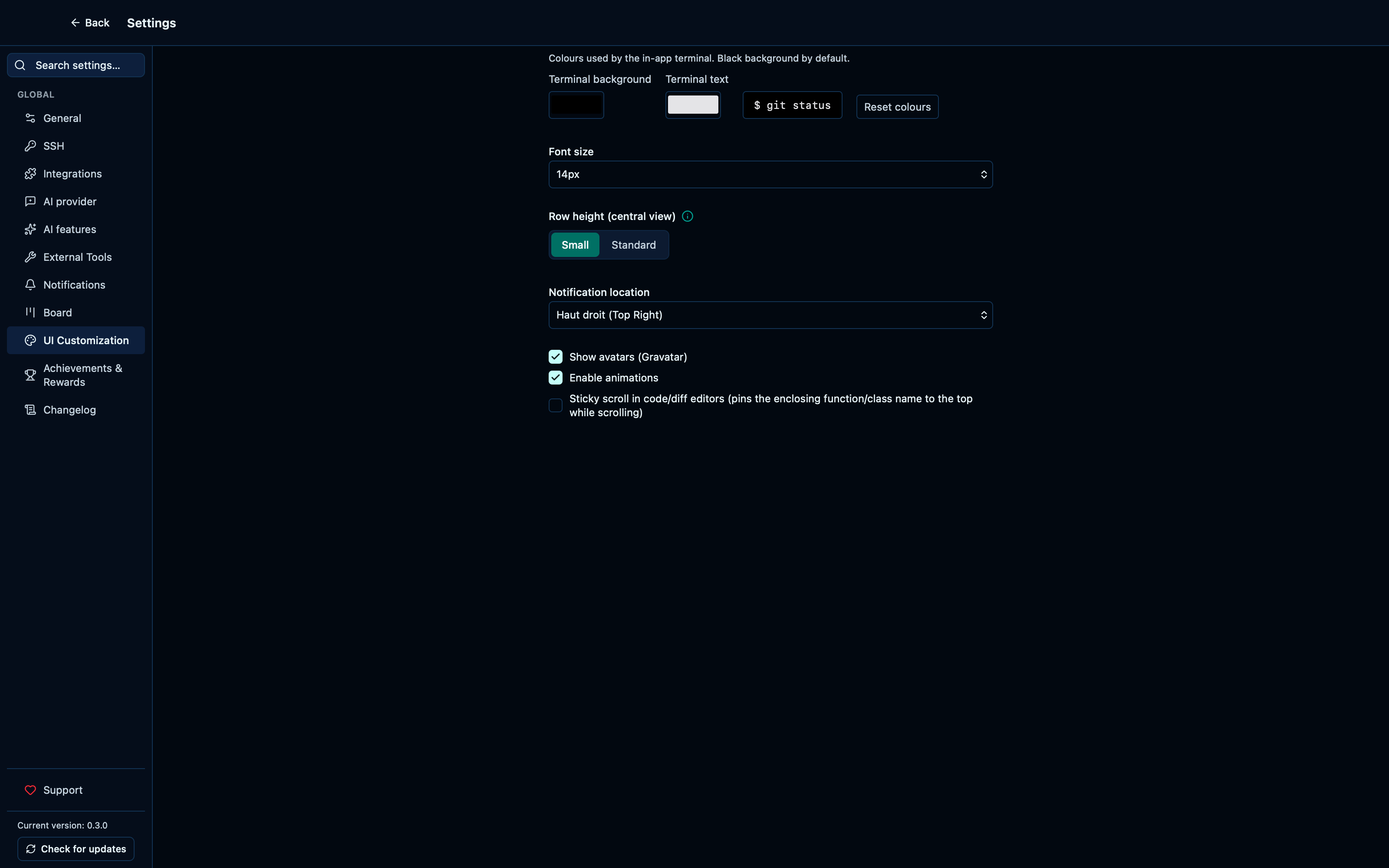 Toggling the row height setting persists across a reload