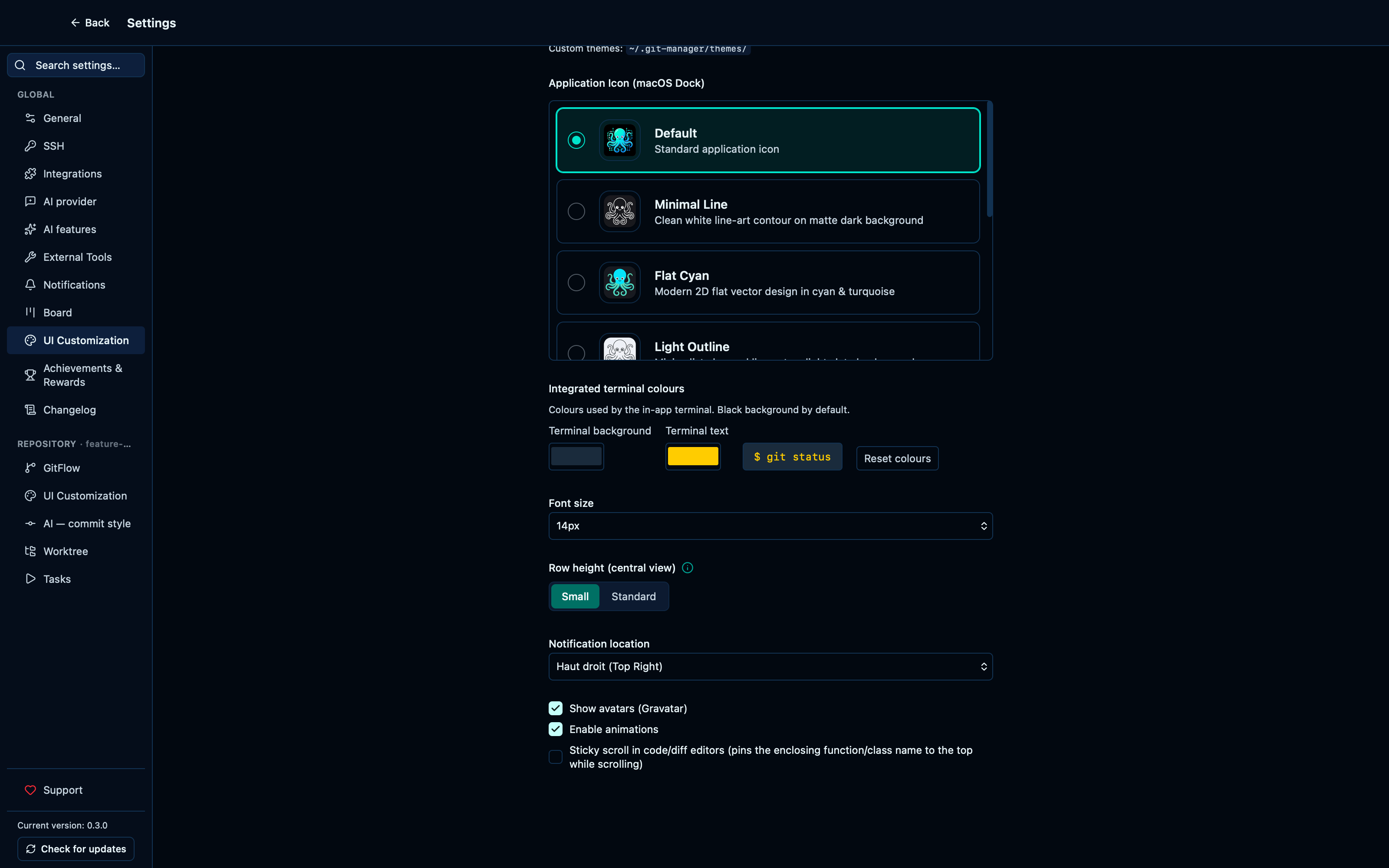 Customizing the integrated terminal's background and text colors