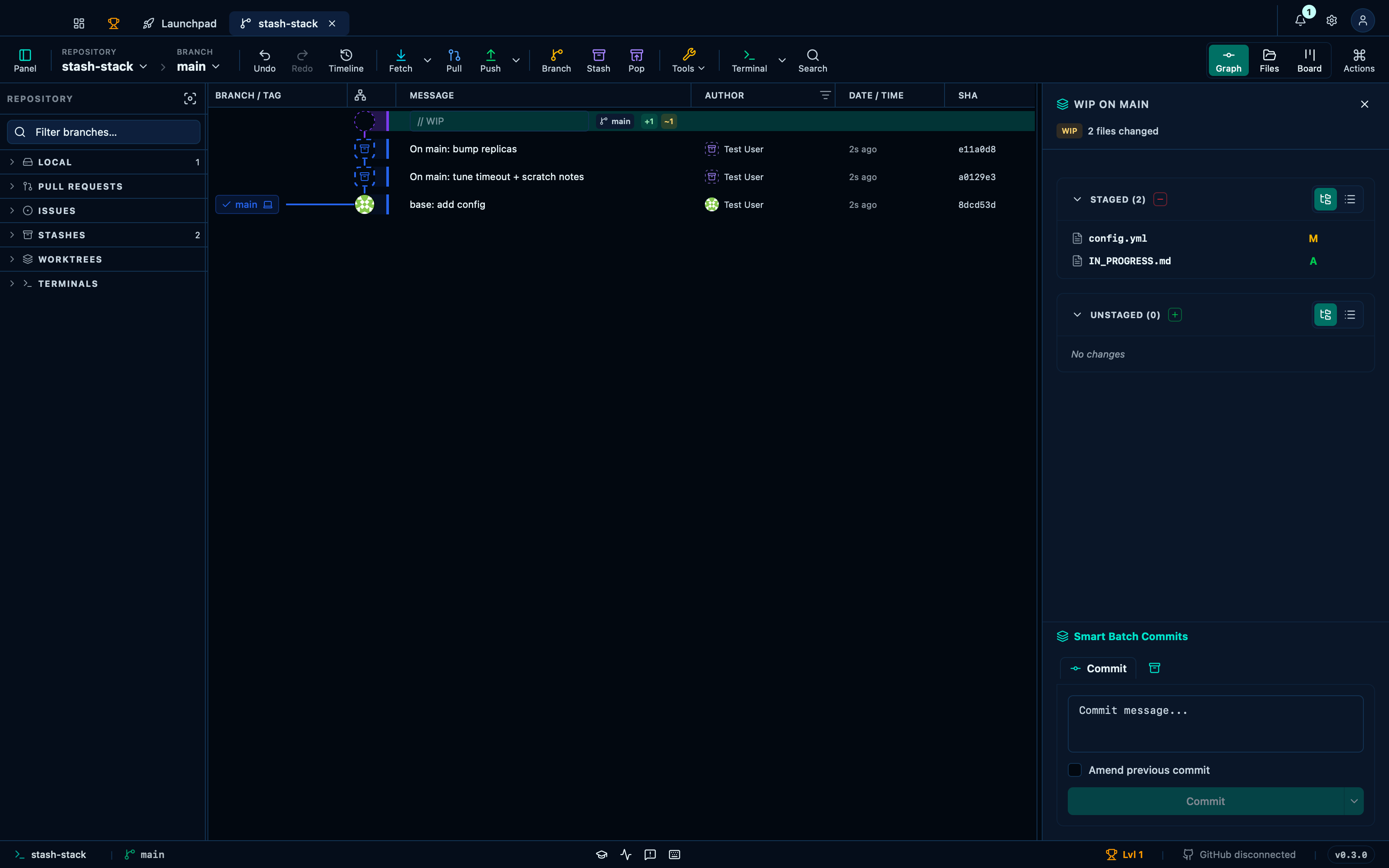 Bulk-staging all unstaged files