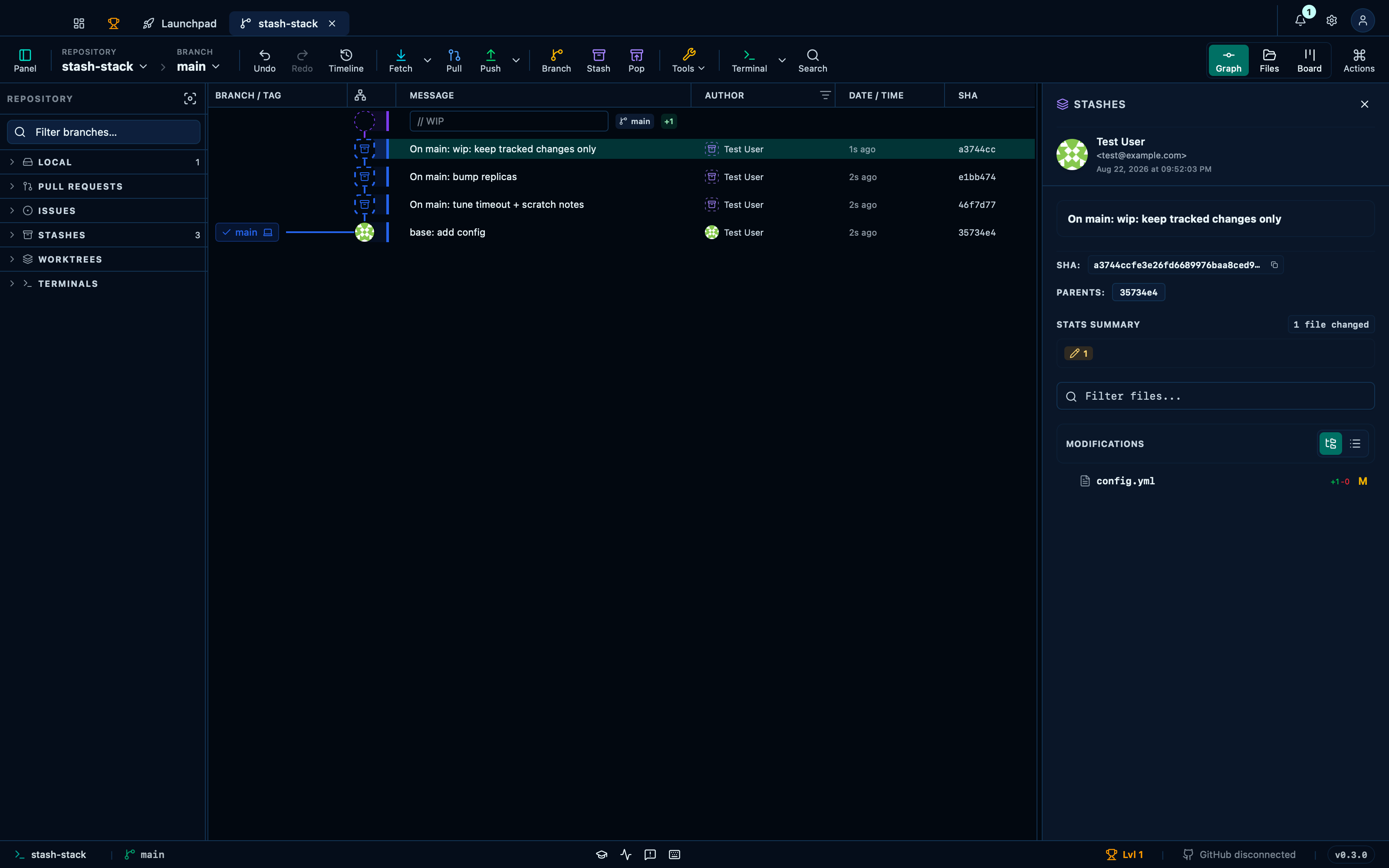 Naming a stash and choosing whether to include untracked files