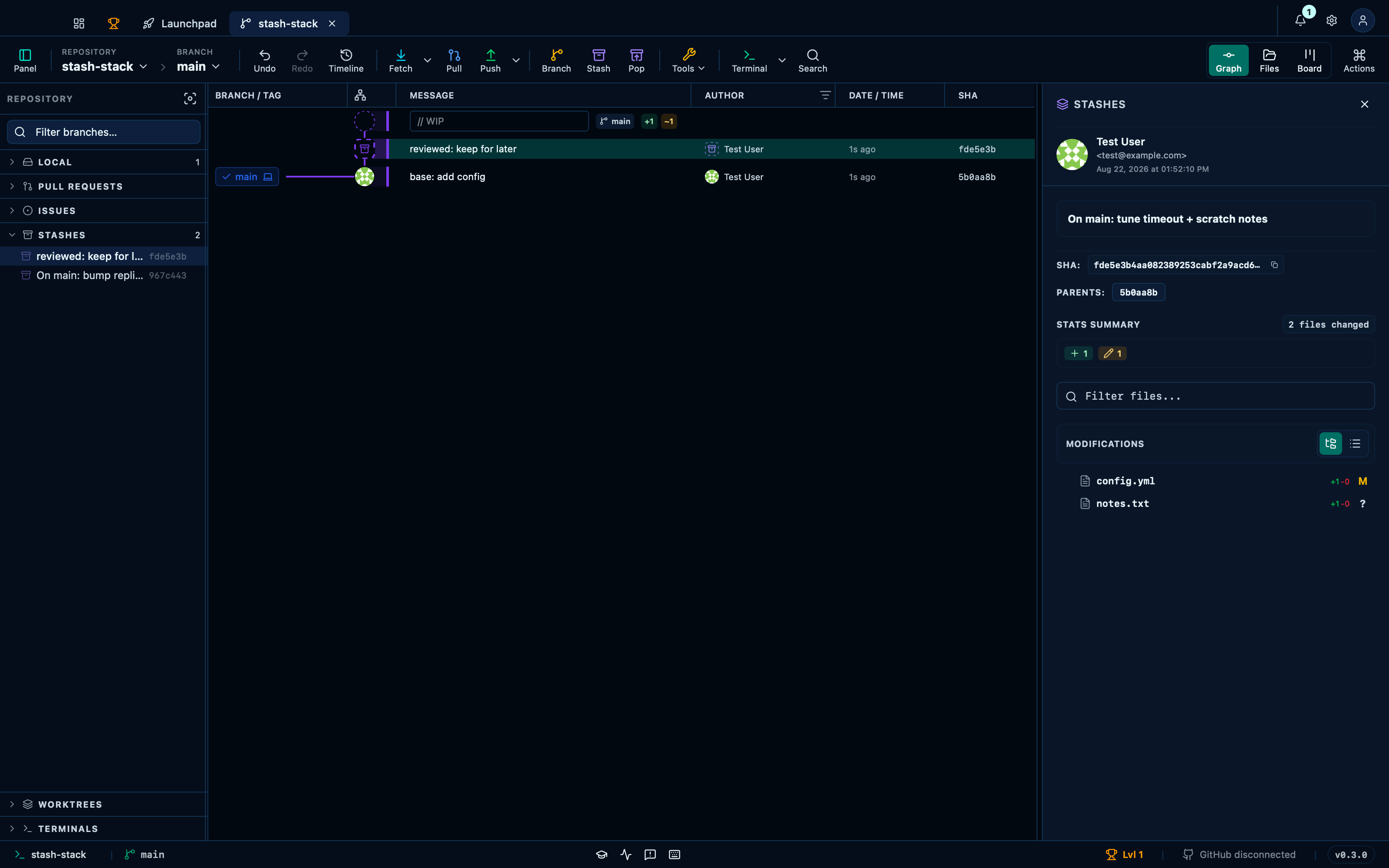 Renaming a stash rewrites its message