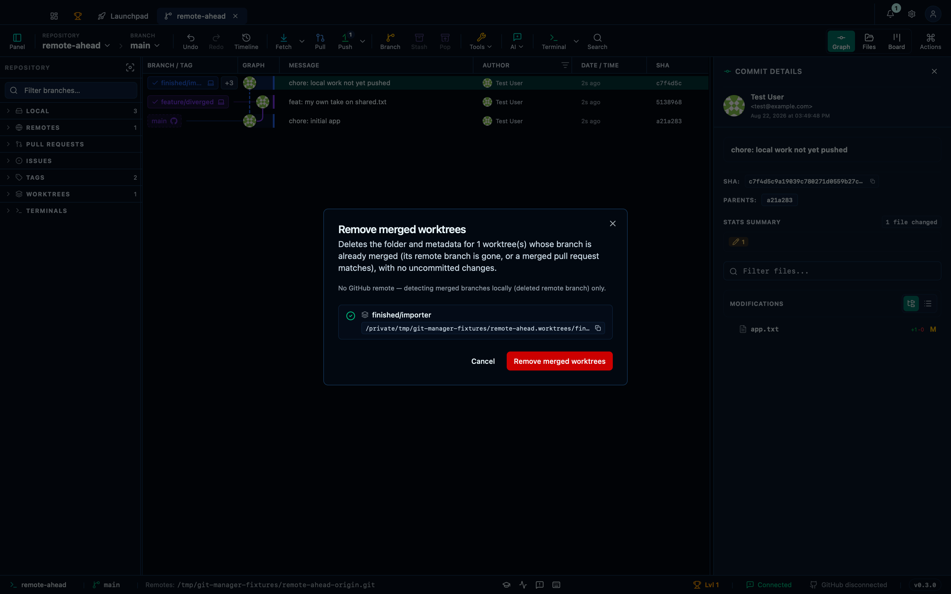Removing merged worktrees in bulk